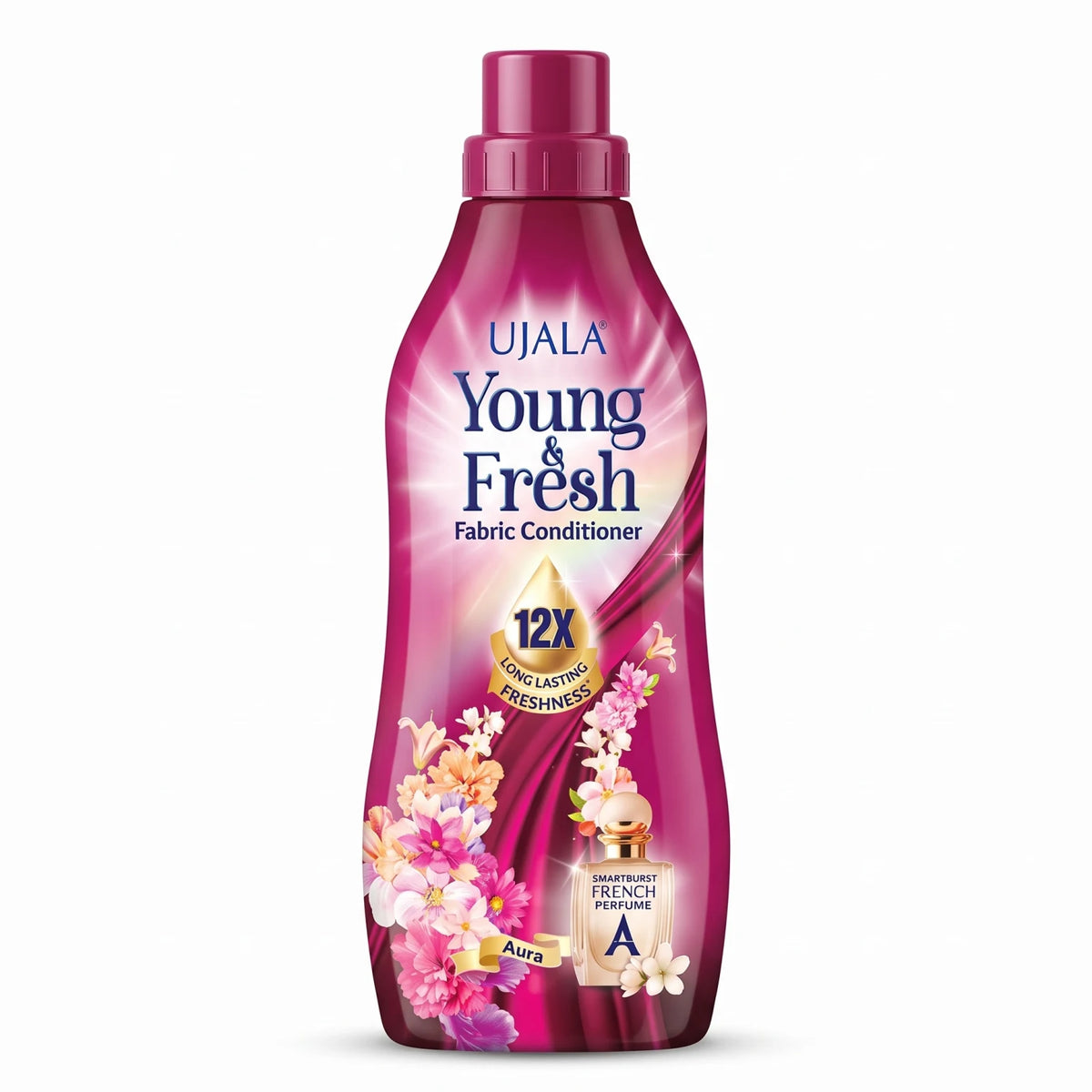 UJALA Young & Fresh Aura Fabric Conditioner 900 ML – Laundry Fabric Softener with 12X Long Lasting Freshness and SmartBurst French Perfume