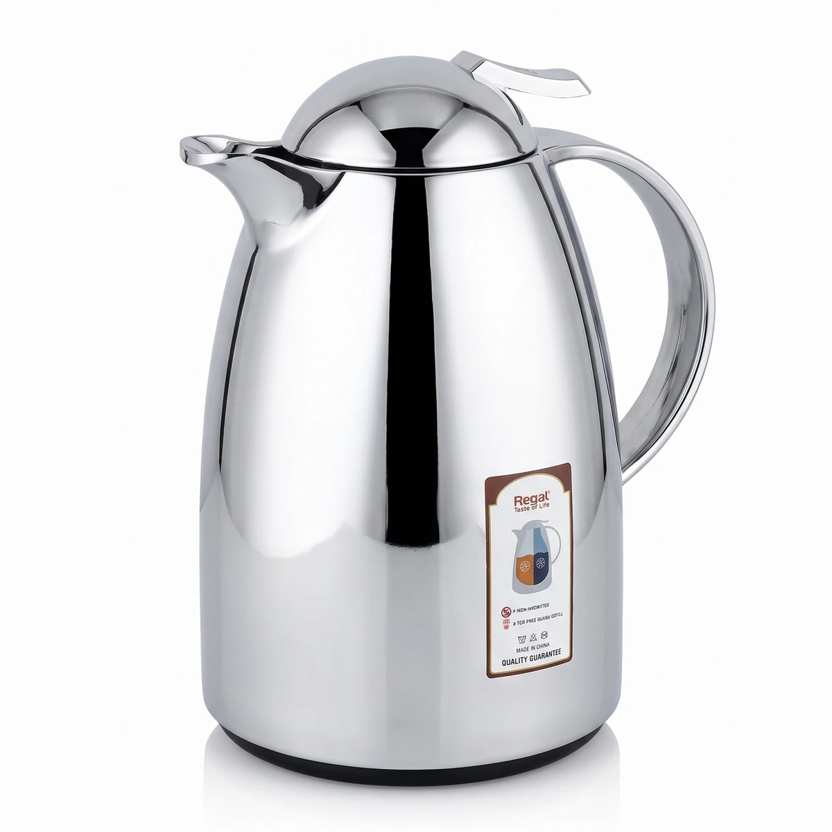 Regal Stainless Steel Vacuum Flask – Mirror Finish Chrome | 12-Hour Hot, 24-Hour Cold Tea & Coffee Server - Silver / 1.0 Liter - Image 1