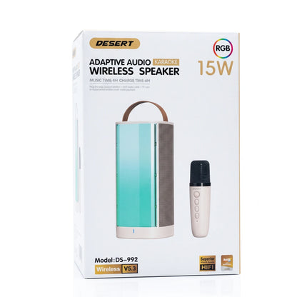 DESERT ADAPTIVE AUDIO WIRELESS SPEAKER DS-992 – Karaoke RGB Speaker | 3W Wireless V5.3 | AUX, TF Card and 4H Music Time