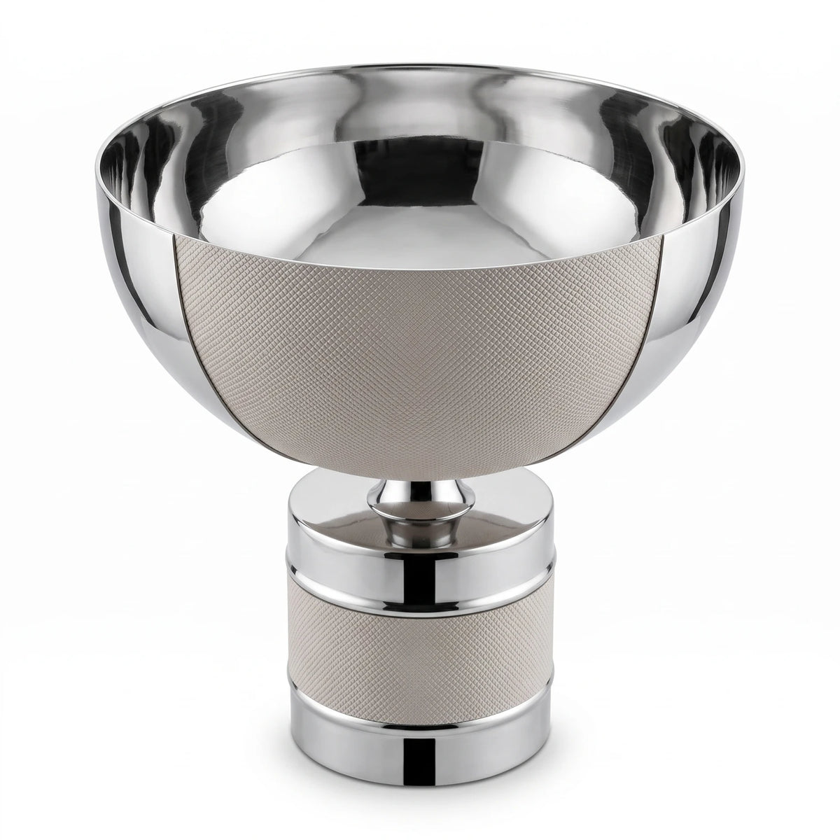Decorative Metal Bowl with Base – 27cm Height, 26cm Width and Length | Curved Band Design with Reflective Sections