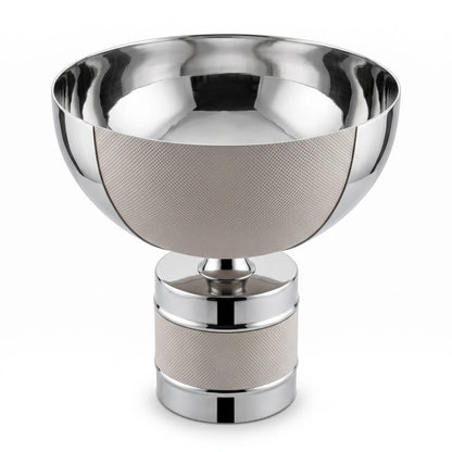 Decorative Metal Bowl with Base – 27cm Height, 26cm Width and Length | Curved Band Design with Reflective Sections