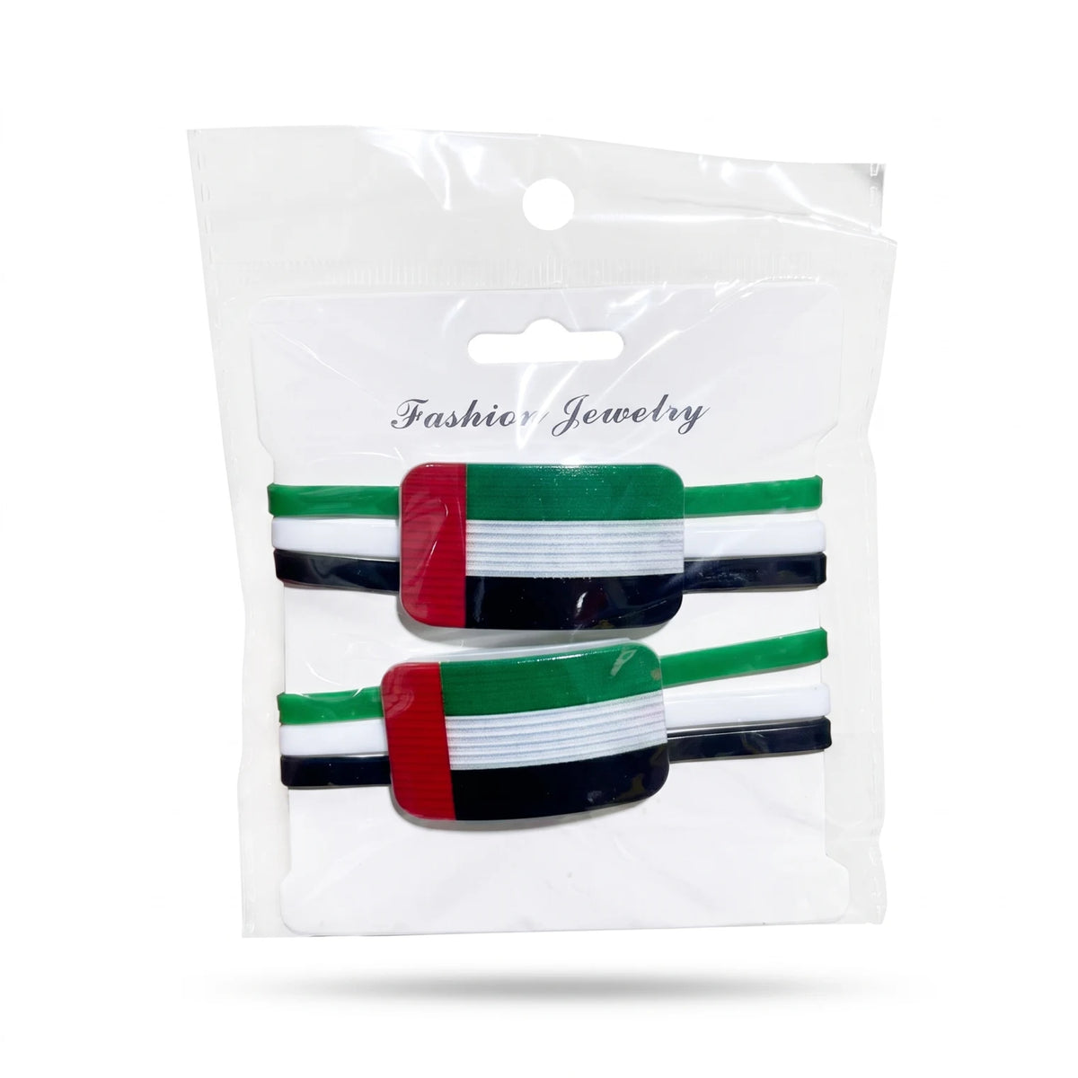 UAE flag lastic wristbands 2 pieces – Multicolour UAE Flag Bangles for National Day and Flag Day