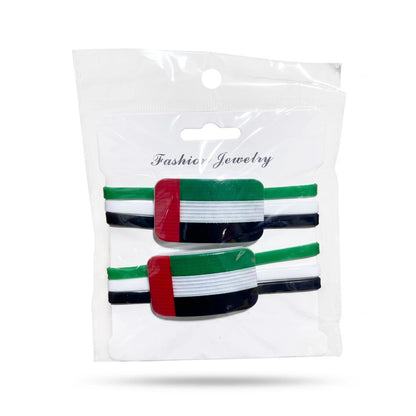 UAE flag lastic wristbands 2 pieces – Multicolour UAE Flag Bangles for National Day and Flag Day