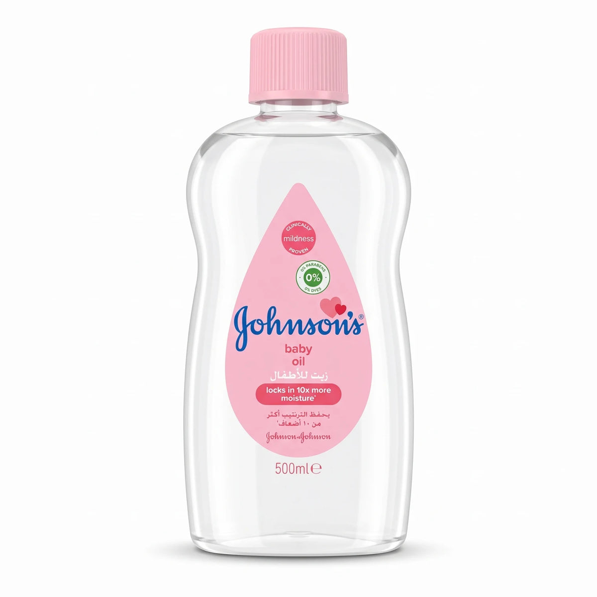 Johnson’s Baby Oil 500ml – Clinically Mildness Proven, 0% Parabens and Dyes, Moisture Care