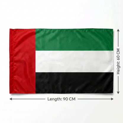 UAE Flag 60 x 90 cm – Eid Al Etihad Decorative National Flag with Hanging Tabs for Celebrations and Display