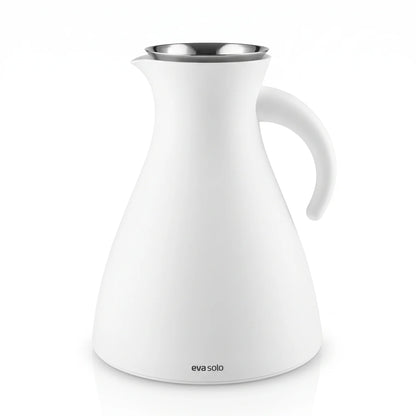 Eva Solo Matt White Vaccum Flask – 1 Liter | Leak Proof | Keeps Drinks Hot 12 Hours or Cold 24 Hours