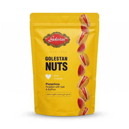 Golestan GOLestan NUTS Pistachios Roasted with Salt & Saffron 300g | Keto Friendly Roasted Pistachio Snack