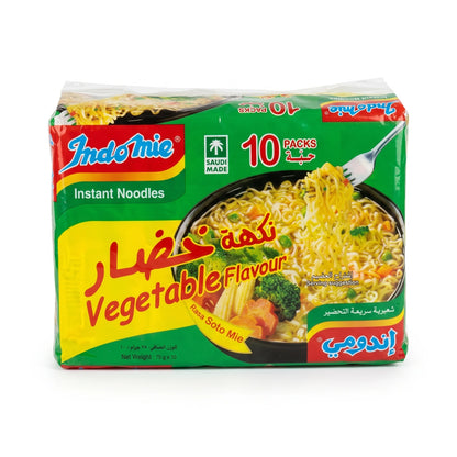 Indomie Instant Noodles – 10 Pieces, 75g Each | Vegetable Flavour, Rasa Soto Mie | Quick-Preparation Noodle Packs