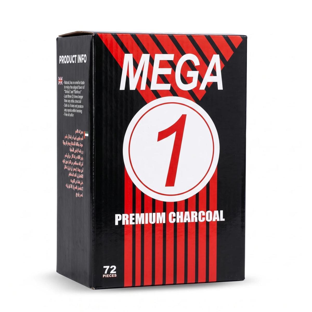 MEGA 1 PREMIUM CHARCOAL 1kg 72Pcs – Premium Hookah Charcoal for Shisha, 72-Piece Pack