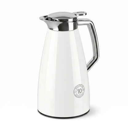 Emsa Plaza Vacuum flask (Aroma Diamond) 1 Liter – Ice White | 12-Hour Hot, 24-Hour Cold | Leak-Proof Tea & Coffee Flask