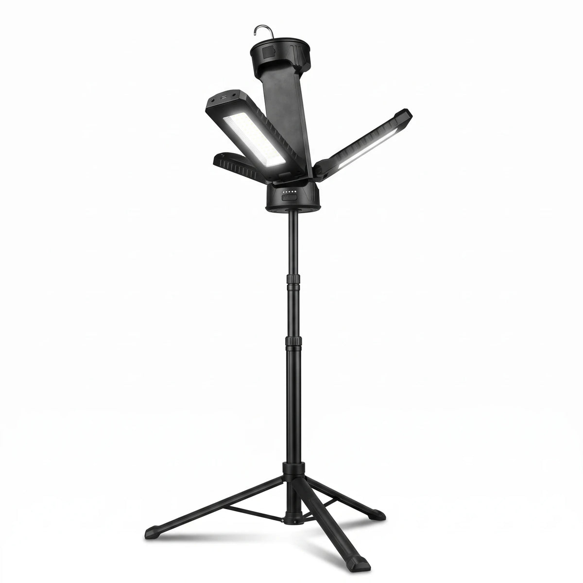 Collapsible Super Bright Work light - D78 | Black LED Work Light with Adjustable 270°/90° Head and Long Pole for Flexible Positioning