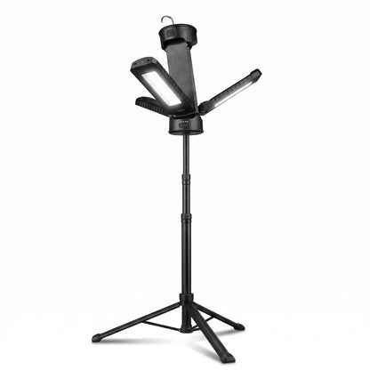 Collapsible Super Bright Work light - D78 | Black LED Work Light with Adjustable 270°/90° Head and Long Pole for Flexible Positioning