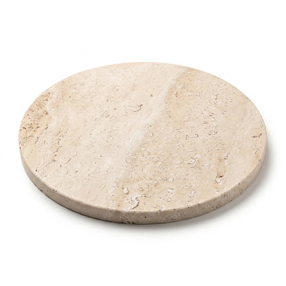 Round Travertine Stone Plate – 20 x 20 x 2 cm | Natural Textured Surface | Decorative Serving Plate