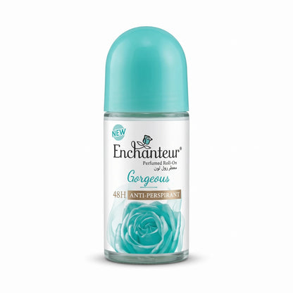 Enchanteur Perfumed Roll-On Antiperspirant – Gorgeous, Turquoise | 48H Anti-Perspirant