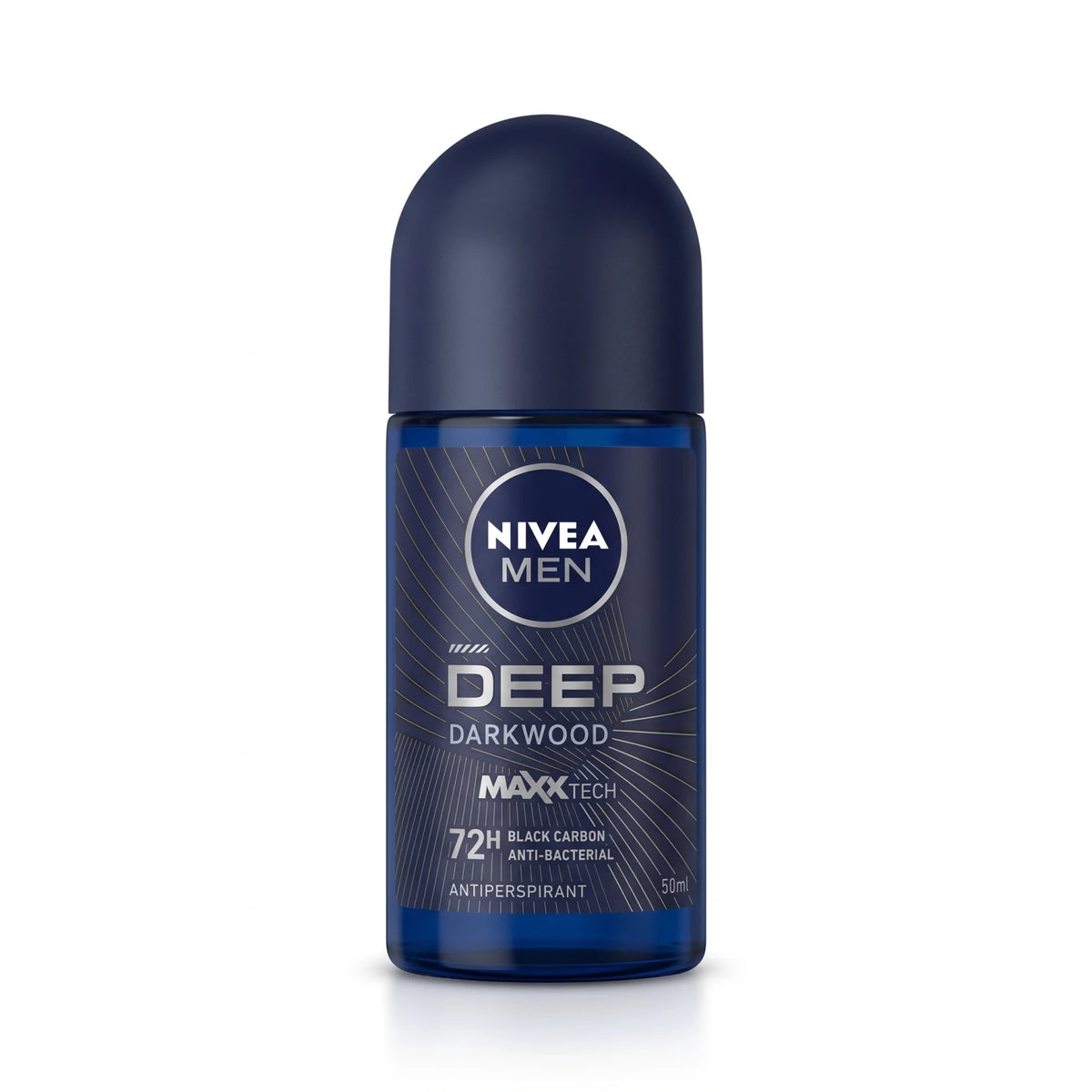 NIVEA MEN Deep Darkwood Antiperspirant Roll-On 50ml | Dark Blue Roll-On Deodorant for Men
