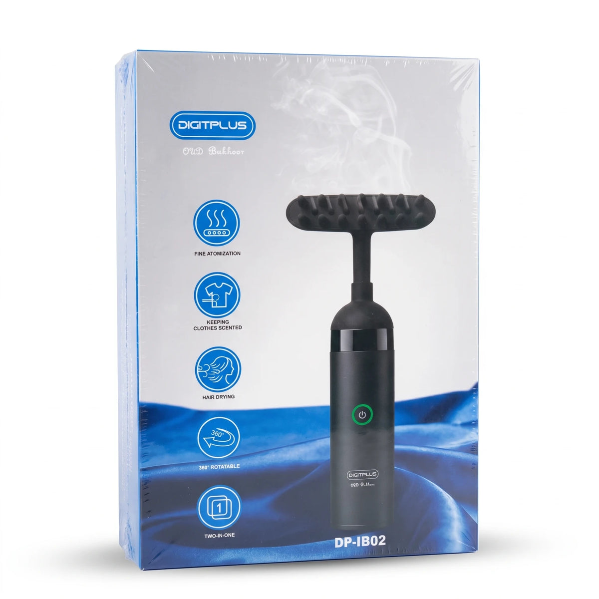 DIGITPLUS OLD Buffalo DP-IB02 Handheld Steam Brush – Black | Fine Atomization | 360° Rotatable Two-in-One Clothes Scenting & Hair Drying