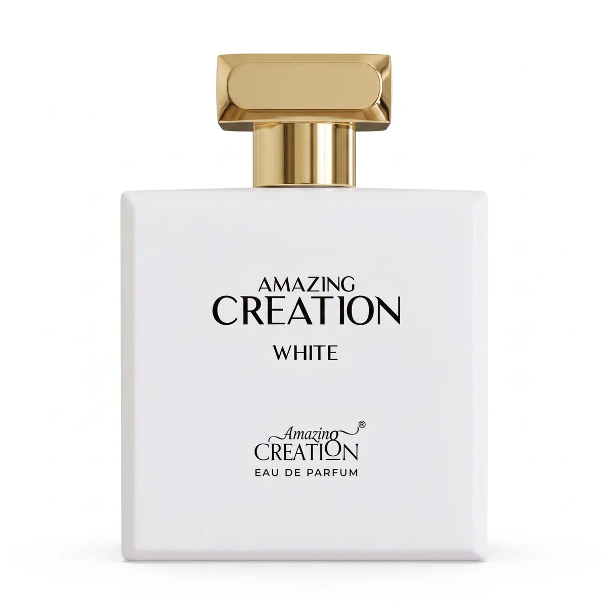 Amazing Creation White Eau de Parfum | Rectangular White Bottle with Gold-Tone Cap