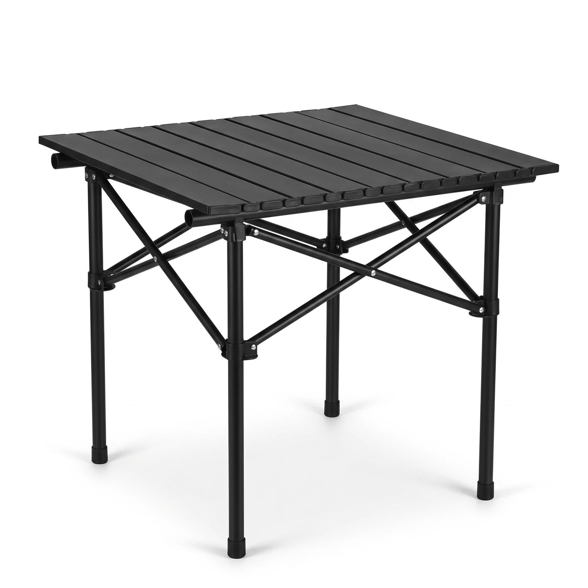 Black Portable Alluminium Alloy Folding Roll-Up Camping Picnic Table – 50 x 50 x 53 cm Compact Outdoor Table with Folding Frame