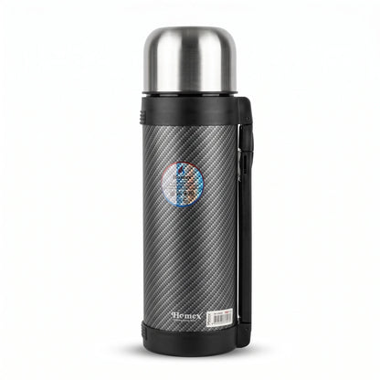 Homex Stainless Steel Insulated Beverage Flask 1.8L – Black and Silver | Handle, Hot 12 Hours, Cold 24 Hours