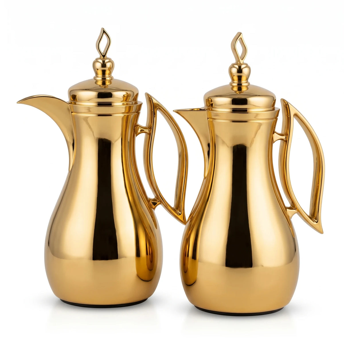 Pilsco 2-Piece Plain Shiny Gold Decorative Vacuum Flask Set, Arabic Design – 1.0L + 1.0L | Stainless Steel, Leak Proof
