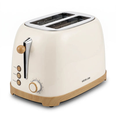 GREEN LION Classic Toaster 2-Slice 815W – 6-Level Browning, Defrost, Reheat & Cancel, Browning Dial, Lift Lever, Cream Kitchen Toaster