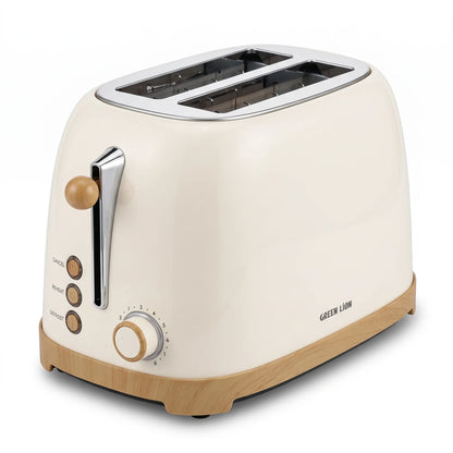 GREEN LION Classic Toaster 2-Slice 815W – 6-Level Browning, Defrost, Reheat & Cancel, Browning Dial, Lift Lever, Cream Kitchen Toaster