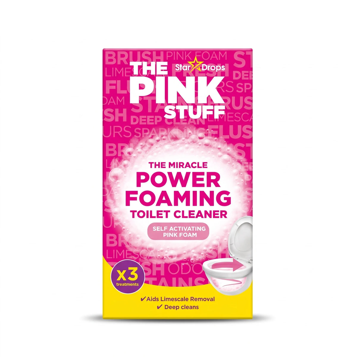 Star Drops THE PINK STUFF Self Activating Pink Foam Toilet Cleaner – X3 Treatments | Miracle Power Foaming Cleaner Aids Limescale Removal