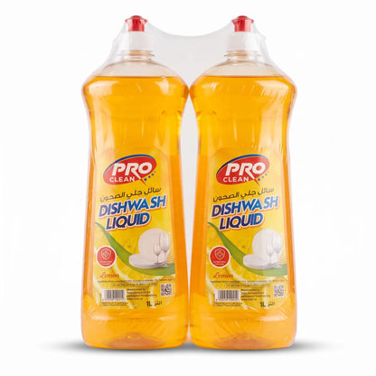 PRO CLEAN Dishwash Liquid Lemon 1L 2 Pack | Antibacterial Dishwashing Liquid with Rich Lather