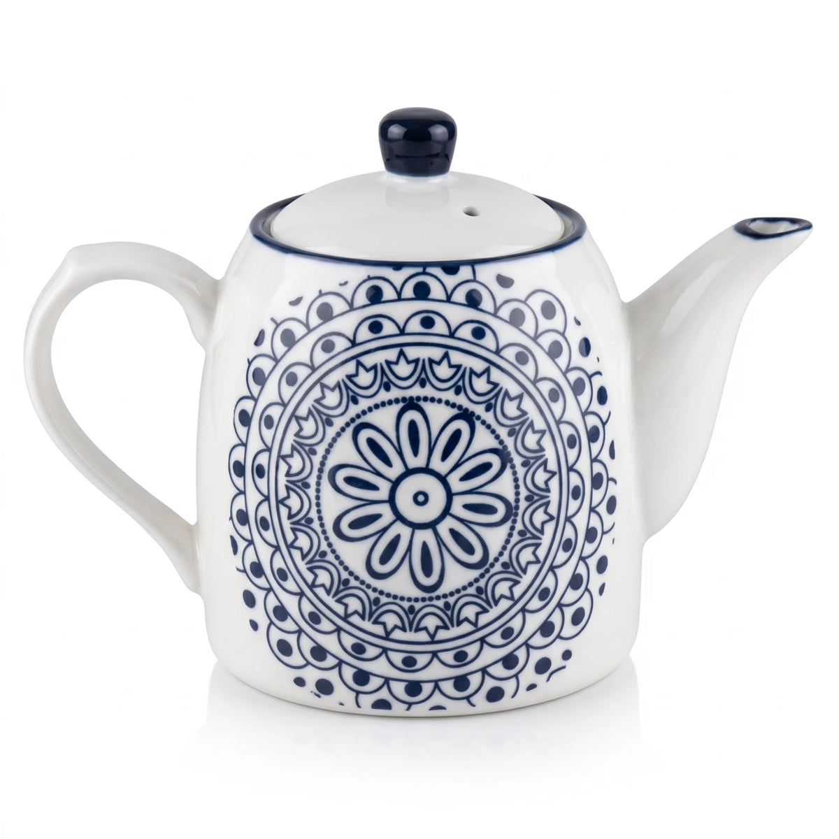 Che Brucia Porcelain Coffee & Tea Pot 700 ml – Lidded Teapot with Spout and Handle, Decorative Blue or Green Design - Blue - Image 1
