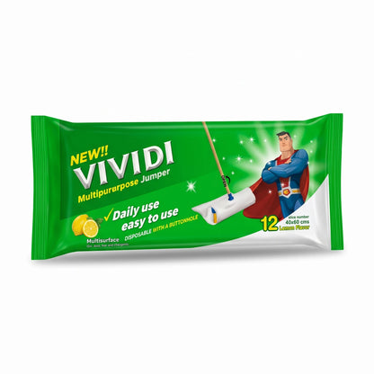 Disposable Bags 40 x 60 cms – Lemon Flavor, Green Multipurpose Daily-Use Bags with Buttonhole, OPEN Indicator, Easy Use and Superman Graphic