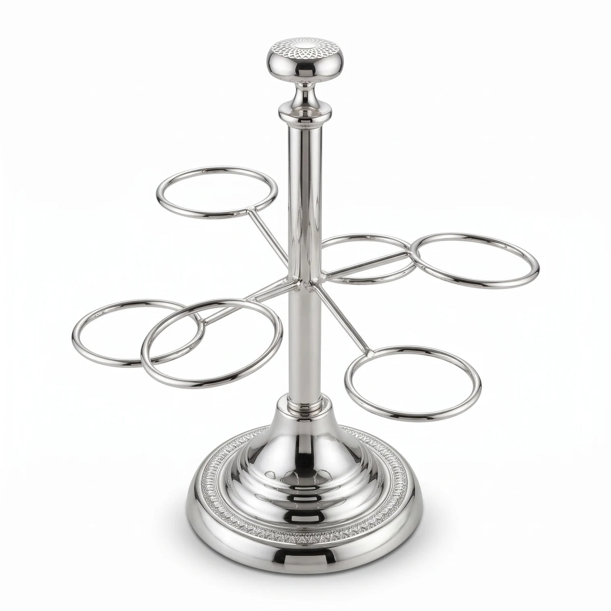 Ansa Steel Cawa Cup Holder – 6 Cup Capacity | Freestanding Countertop Rack with Decorative Base, Available in Silver or Gold - Silver - Image 1