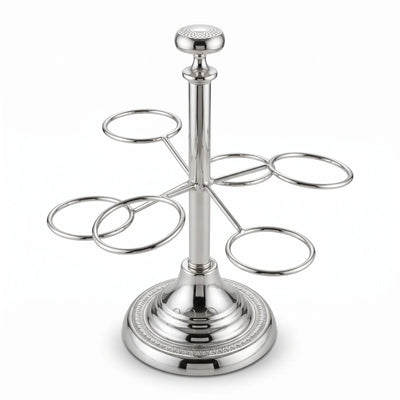Ansa Steel Cawa Cup Holder – 6 Cup Capacity | Freestanding Countertop Rack with Decorative Base, Available in Silver or Gold - Silver - Image 1