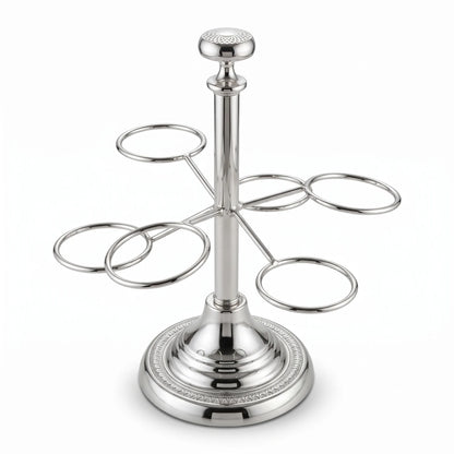 Ansa Steel Cawa Cup Holder – 6 Cup Capacity | Freestanding Countertop Rack with Decorative Base, Available in Silver or Gold - Silver - Image 1
