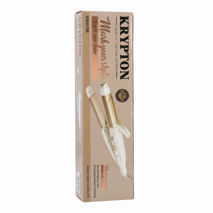 KRYPTON 3 in 1 Hair Styler KNH6396 – White and Gold Styling Tool for Waves and Everyday Hair Styling