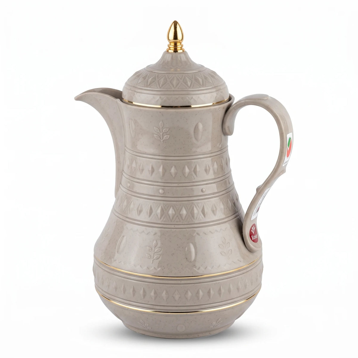 Rose Decorative Vacuum Flask 1 Liter – Ornate Traditional Embossing | Leak-Proof Tea and Coffee Flask
