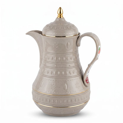 Rose Decorative Vacuum Flask 1 Liter – Ornate Traditional Embossing | Leak-Proof Tea and Coffee Flask