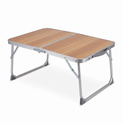 Alluminium Alloy Portable Folding Camping Table – 60 x 40 x 26 cm | Wood-Grain Finish Top | Folding Tabletop and Legs for Outdoor Use