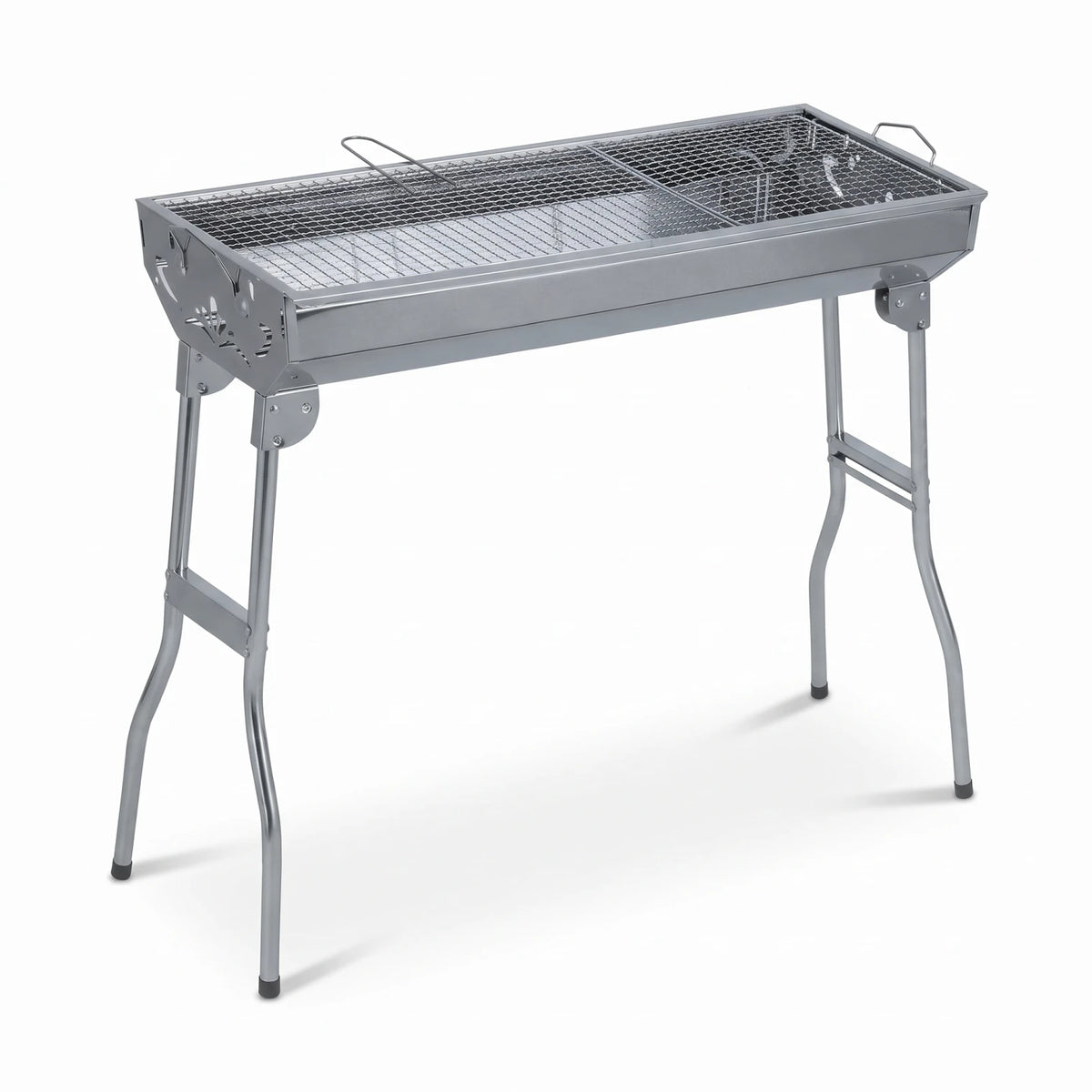 HU TOUR BBQ Portable Barbeque HTO-1027 – 68 x 33 x 98 cm | Folding Metal Grill with Wire-Mesh Surface and Scissor-Style Legs