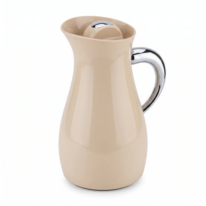 Parati Light Beige Vaccum Flask 1.0 Liters – Metallic Toned Handle | Keeps Drinks Hot 12 Hours and Cold 24 Hours