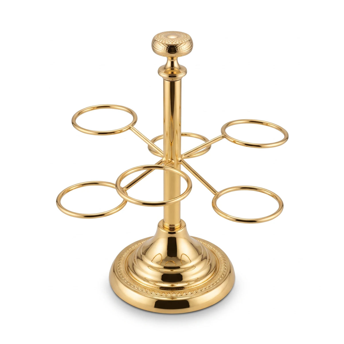 Ansa Steel Cawa Cup Holder – 6 Cup Capacity | Freestanding Countertop Rack with Decorative Base, Available in Silver or Gold - Gold - Image 1