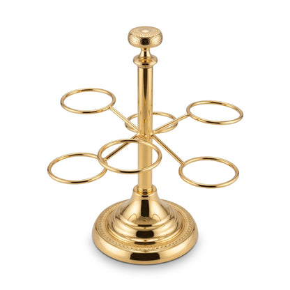 Ansa Steel Cawa Cup Holder – 6 Cup Capacity | Freestanding Countertop Rack with Decorative Base, Available in Silver or Gold - Gold - Image 1