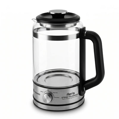 Moxcuo Aeris 1.5L Electric Steam Tea Brewer – Glass Carafe | Manual, Automatic & Insulation Modes | BPA-Free Eco-Friendly PP Lid