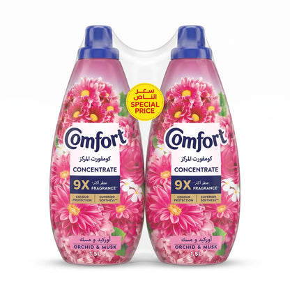 Comfort Fabric Softener 2x(1.5L) – Orchid & Musk Concentrate | 9X Fragrance | Colour Protection | Superior Softness