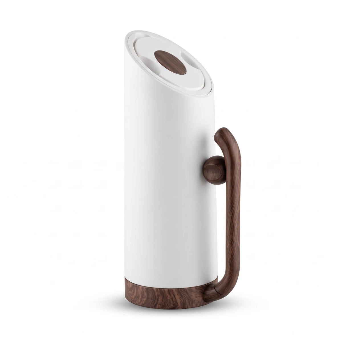 MAHRA White vaccum flask – 0.8 Liter | Wood Grain Handle and Base | Leak Proof | 12-Hour Hot, 24-Hour Cold Tea and Coffee Flask