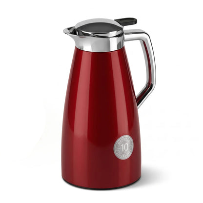 Emsa Plaza Vacuum flask (Aroma Diamond) 1 Litre – Red Handled Design | Leak Proof | Keeps Drinks Hot or Cold