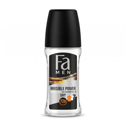 fa INVISIBLE POWER Men's Antiperspirant Roll-On – Refreshing Scent, DRY 72h