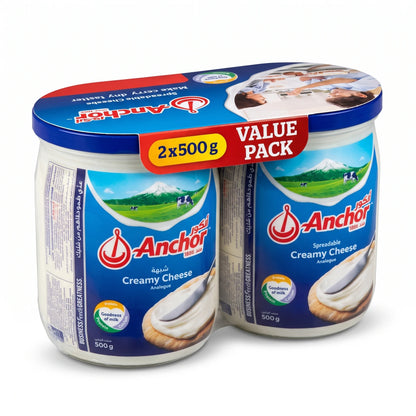 Anchor Spreadable Creamy Cheese 2 x 500 Grams – Processed Cheese Spread | Creamy Cheese for Everyday Spreading