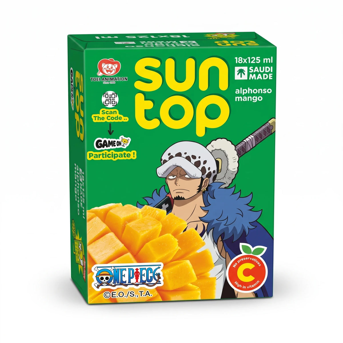 Sun Top Mango Juice Drink – Alphonso Mango Flavour, 18 x 125 ml Pack | No Preservatives, High in Vitamin C | Individual Juice Cartons