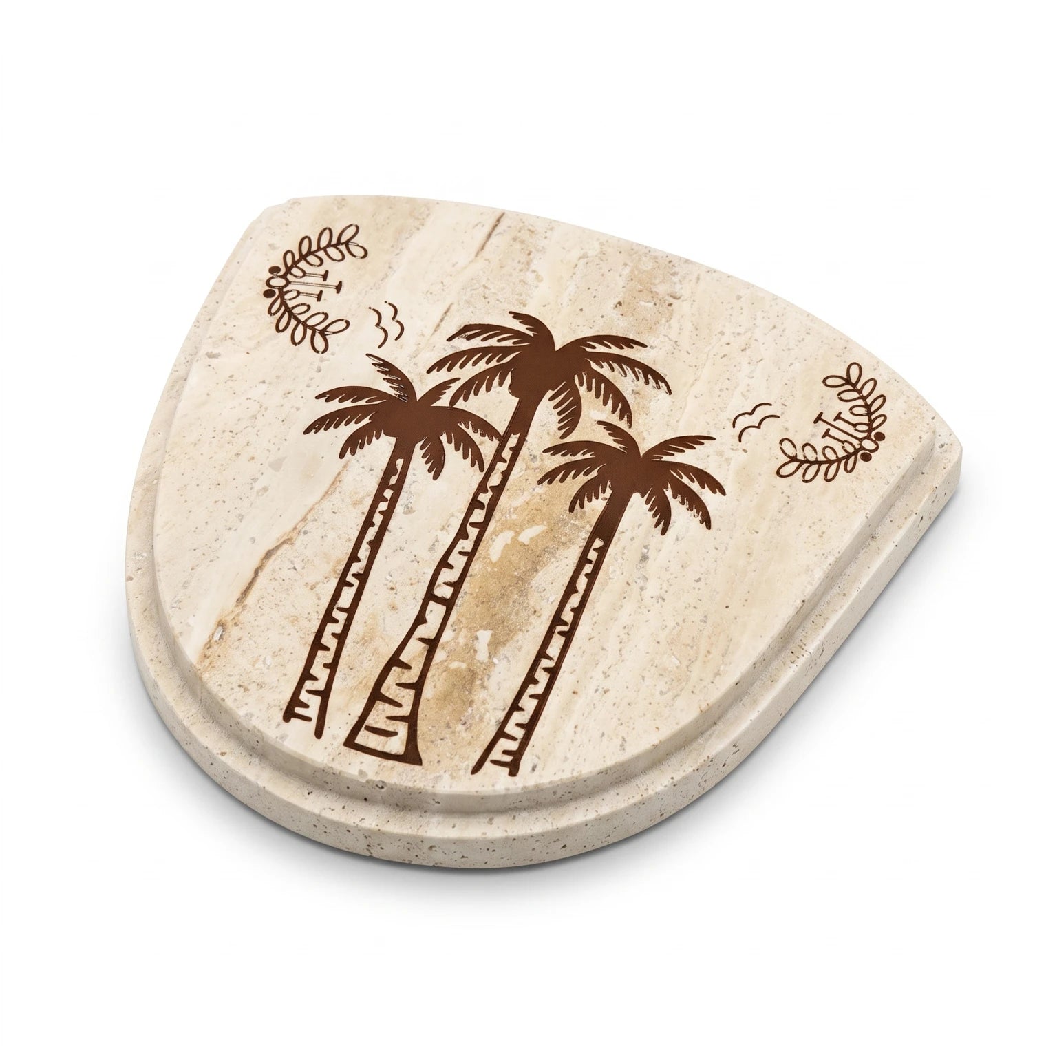 Coffee Cup Shaped Travertine Marble Tray – 18 x 18 x 2 cm Decorative Serving Tray