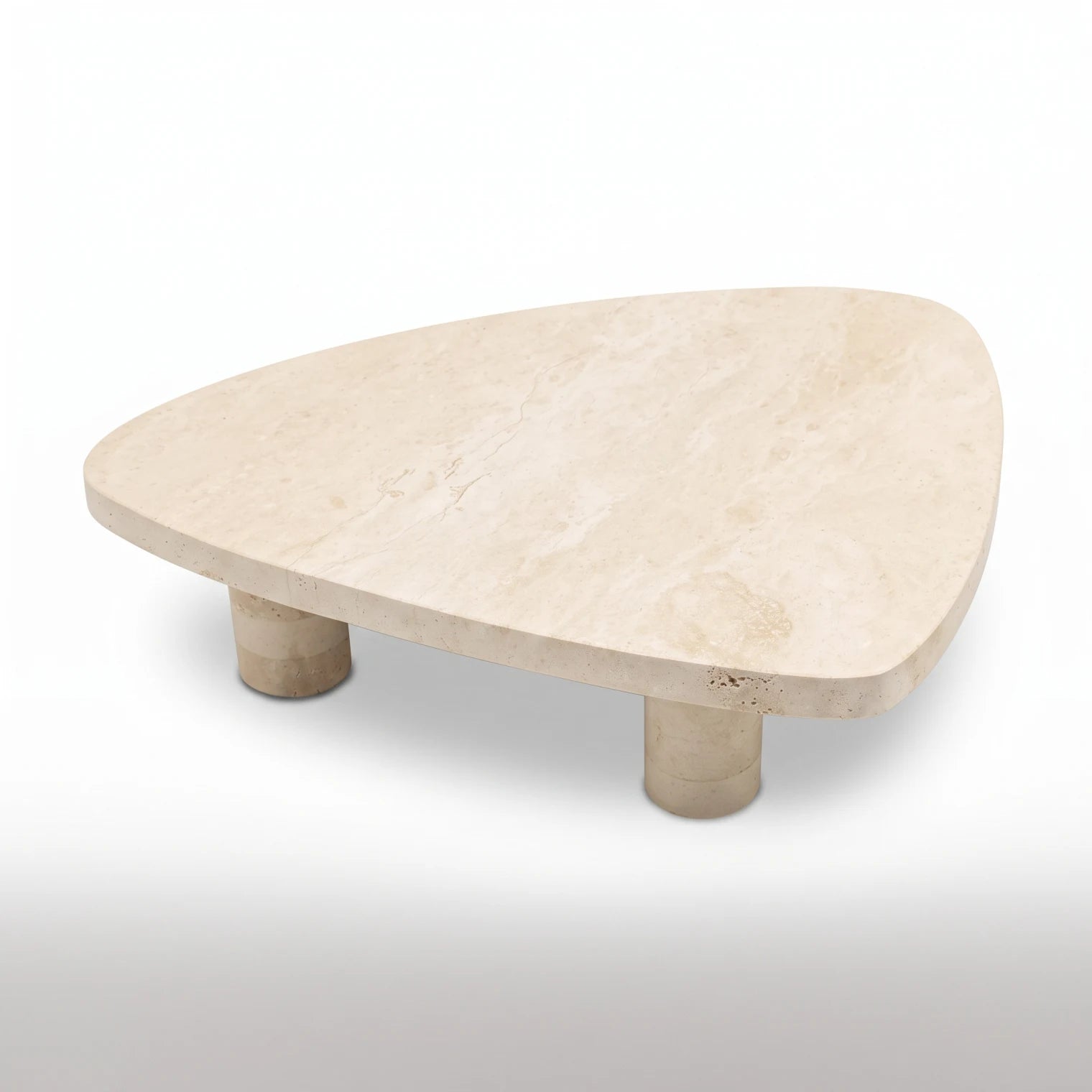 Triangular Travertine Marble Stand with Legs – 9 x 35 x 42 cm | Textured Surface | Display Stand